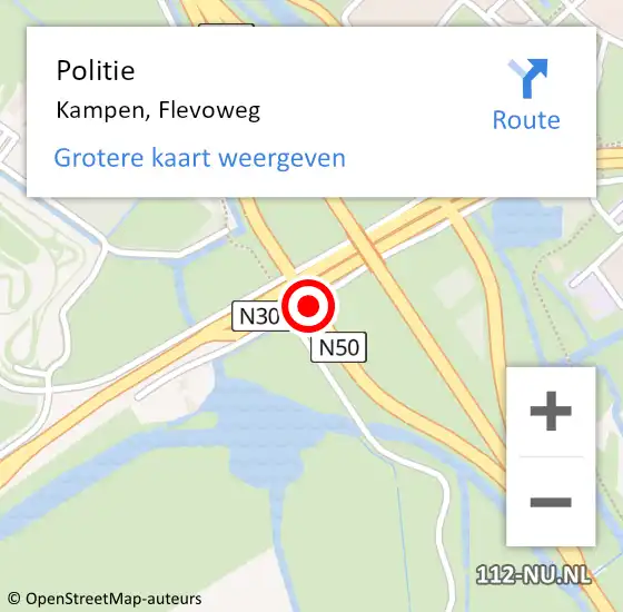 Locatie op kaart van de 112 melding: Politie Kampen, Flevoweg op 12 juli 2020 13:55