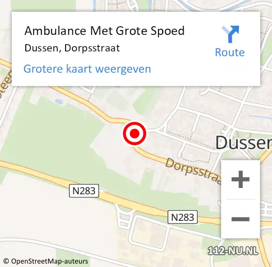 Locatie op kaart van de 112 melding: Ambulance Met Grote Spoed Naar Dussen, Dorpsstraat op 12 juli 2020 18:58