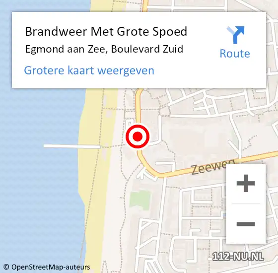 Locatie op kaart van de 112 melding: Brandweer Met Grote Spoed Naar Egmond aan Zee, Boulevard Zuid op 12 juli 2020 19:39