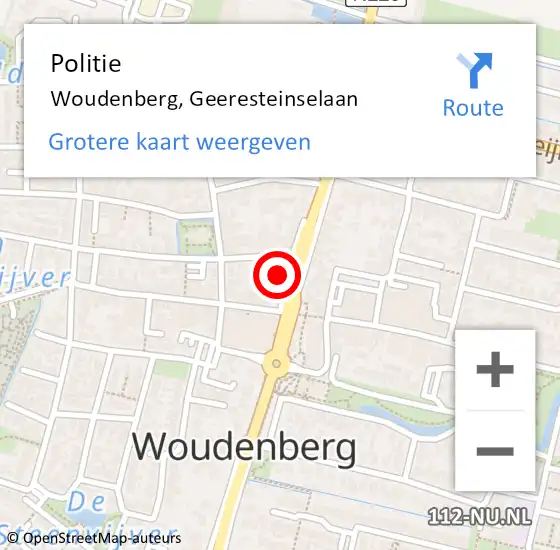 Locatie op kaart van de 112 melding: Politie Woudenberg, Geeresteinselaan op 13 juli 2020 05:34