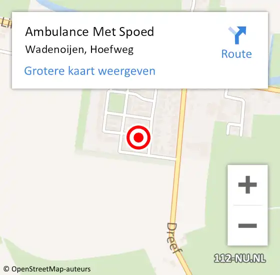 Locatie op kaart van de 112 melding: Ambulance Met Spoed Naar Wadenoijen, Hoefweg op 13 juli 2020 06:10