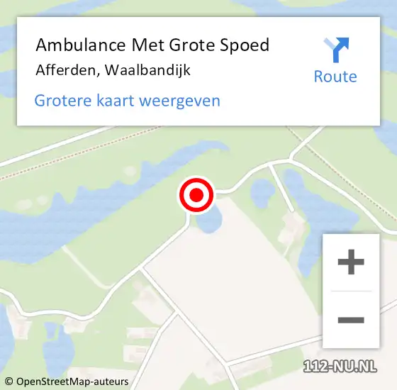 Locatie op kaart van de 112 melding: Ambulance Met Grote Spoed Naar Afferden, Waalbandijk op 13 juli 2020 06:19