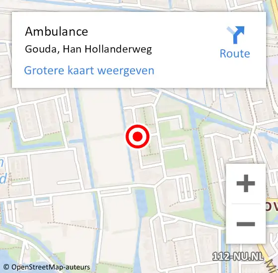 Locatie op kaart van de 112 melding: Ambulance Gouda, Han Hollanderweg op 13 juli 2020 09:20