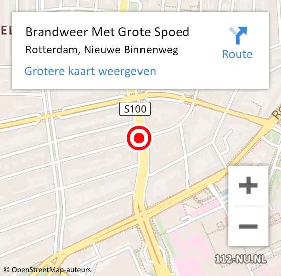 Locatie op kaart van de 112 melding: Brandweer Met Grote Spoed Naar Rotterdam, Nieuwe Binnenweg op 13 juli 2020 09:33