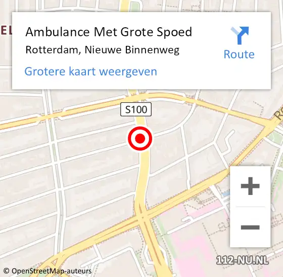 Locatie op kaart van de 112 melding: Ambulance Met Grote Spoed Naar Rotterdam, Nieuwe Binnenweg op 13 juli 2020 09:36