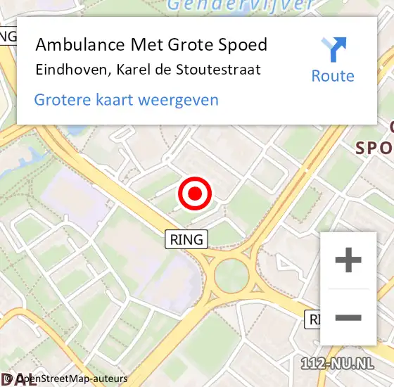 Locatie op kaart van de 112 melding: Ambulance Met Grote Spoed Naar Eindhoven, Karel de Stoutestraat op 13 juli 2020 11:08
