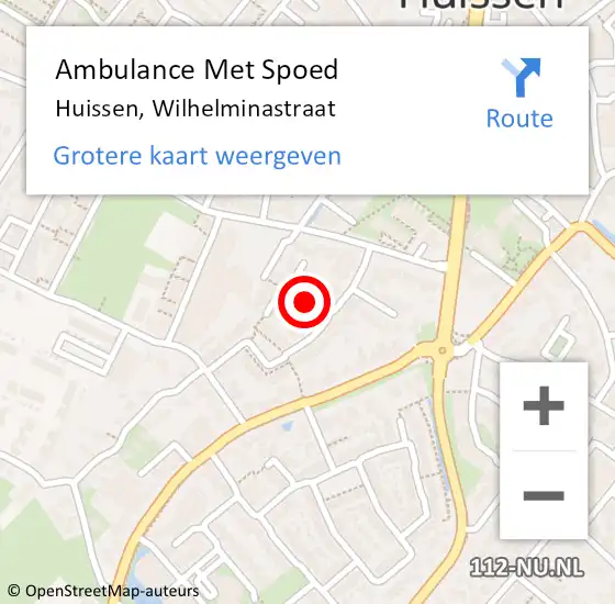 Locatie op kaart van de 112 melding: Ambulance Met Spoed Naar Huissen, Wilhelminastraat op 13 juli 2020 13:26