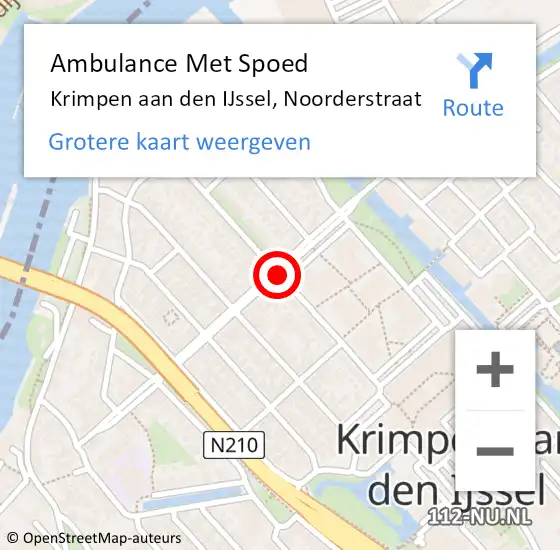 Locatie op kaart van de 112 melding: Ambulance Met Spoed Naar Krimpen aan den IJssel, Noorderstraat op 13 juli 2020 13:36