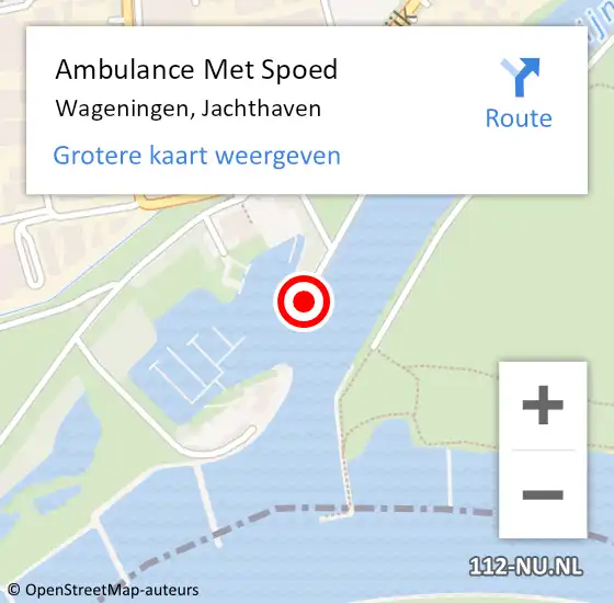Locatie op kaart van de 112 melding: Ambulance Met Spoed Naar Wageningen, Jachthaven op 13 juli 2020 13:52