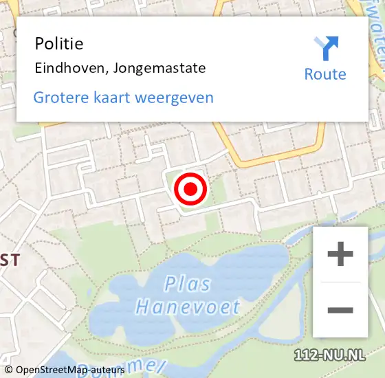 Locatie op kaart van de 112 melding: Politie Eindhoven, Jongemastate op 13 juli 2020 14:09