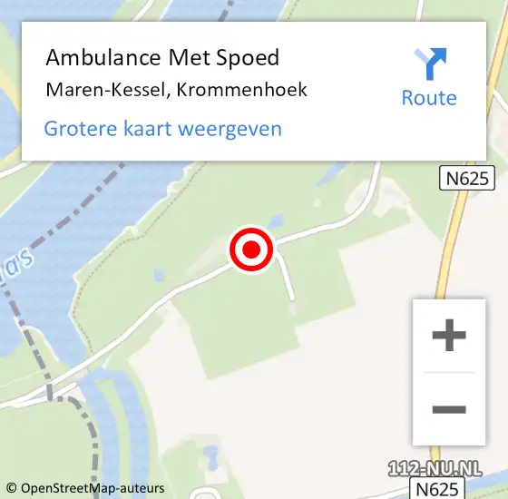 Locatie op kaart van de 112 melding: Ambulance Met Spoed Naar Maren-Kessel, Krommenhoek op 13 juli 2020 14:19