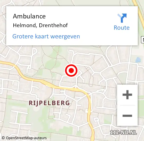Locatie op kaart van de 112 melding: Ambulance Helmond, Drenthehof op 13 juli 2020 15:14