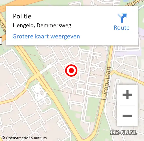 Locatie op kaart van de 112 melding: Politie Hengelo, Demmersweg op 13 juli 2020 16:19