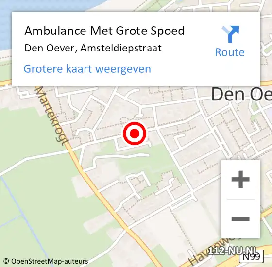 Locatie op kaart van de 112 melding: Ambulance Met Grote Spoed Naar Den Oever, Amsteldiepstraat op 13 juli 2020 16:36