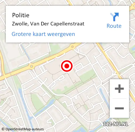 Locatie op kaart van de 112 melding: Politie Zwolle, Van Der Capellenstraat op 13 juli 2020 17:15