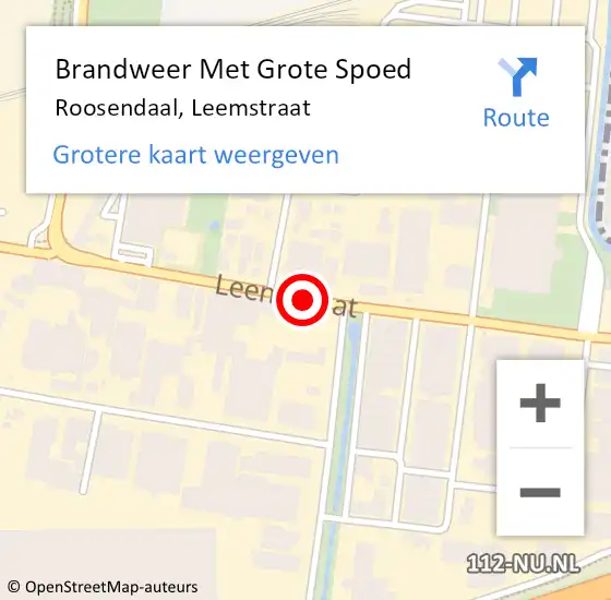 Locatie op kaart van de 112 melding: Brandweer Met Grote Spoed Naar Roosendaal, Leemstraat op 13 juli 2020 17:40