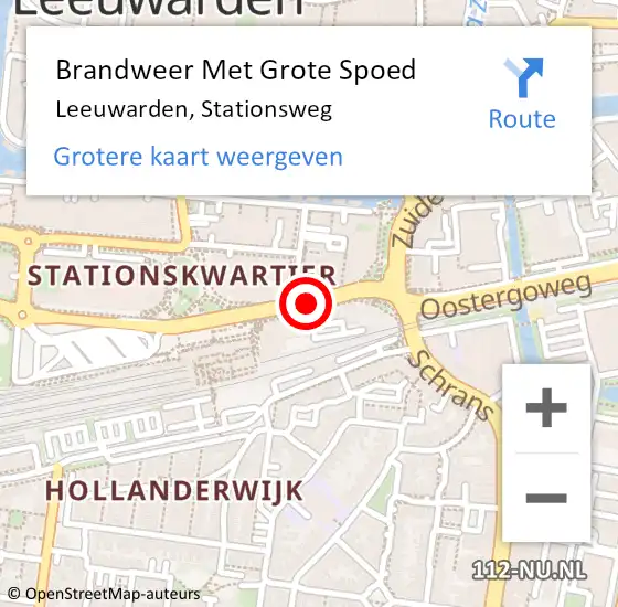 Locatie op kaart van de 112 melding: Brandweer Met Grote Spoed Naar Leeuwarden, Stationsweg op 13 juli 2020 17:42
