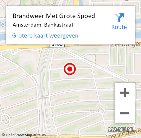 Locatie op kaart van de 112 melding: Brandweer Met Grote Spoed Naar Amsterdam, Bankastraat op 13 juli 2020 17:45
