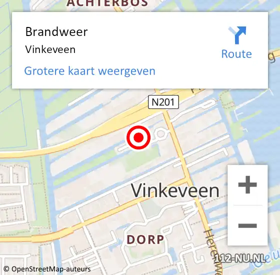 Locatie op kaart van de 112 melding: Brandweer Vinkeveen op 13 juli 2020 17:45