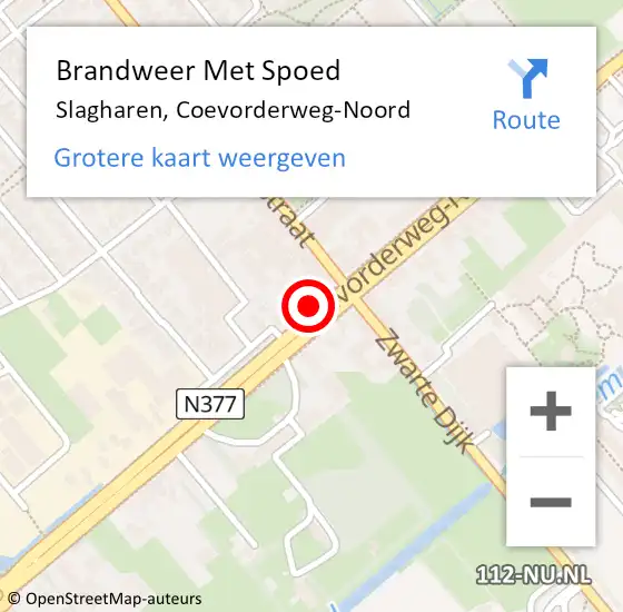 Locatie op kaart van de 112 melding: Brandweer Met Spoed Naar Slagharen, Coevorderweg-Noord op 13 juli 2020 18:18