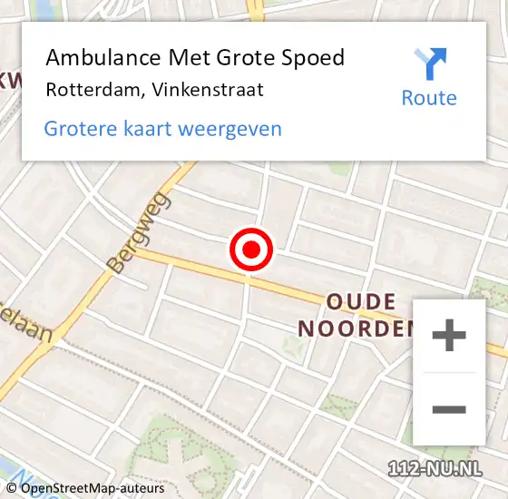 Locatie op kaart van de 112 melding: Ambulance Met Grote Spoed Naar Rotterdam, Vinkenstraat op 13 juli 2020 20:02
