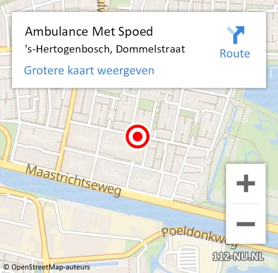 Locatie op kaart van de 112 melding: Ambulance Met Spoed Naar 's-Hertogenbosch, Dommelstraat op 13 juli 2020 23:10