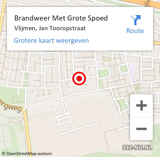 Locatie op kaart van de 112 melding: Brandweer Met Grote Spoed Naar Vlijmen, Jan Tooropstraat op 14 juli 2020 01:49