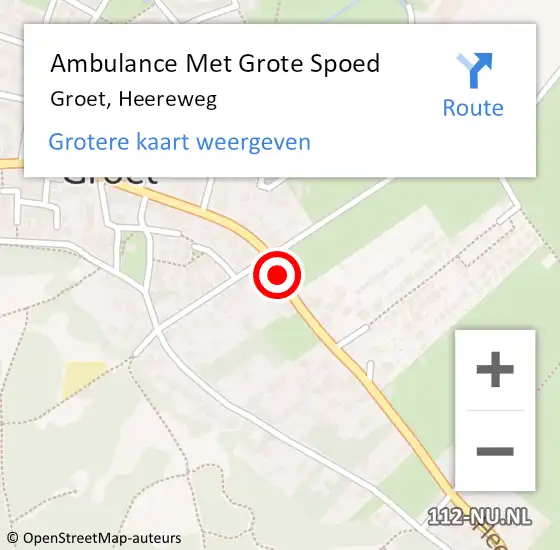 Locatie op kaart van de 112 melding: Ambulance Met Grote Spoed Naar Groet, Heereweg op 14 juli 2020 04:58