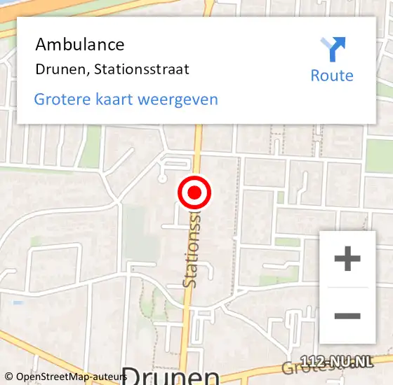 Locatie op kaart van de 112 melding: Ambulance Drunen, Stationsstraat op 14 juli 2020 07:40