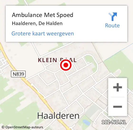 Locatie op kaart van de 112 melding: Ambulance Met Spoed Naar Haalderen, De Halden op 14 juli 2020 10:31
