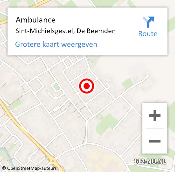 Locatie op kaart van de 112 melding: Ambulance Sint-Michielsgestel, De Beemden op 14 juli 2020 11:44