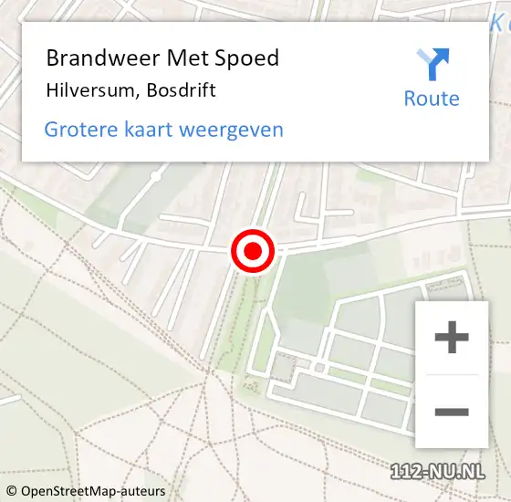 Locatie op kaart van de 112 melding: Brandweer Met Spoed Naar Hilversum, Bosdrift op 14 juli 2020 12:06