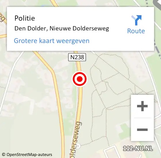 Locatie op kaart van de 112 melding: Politie Den Dolder, Nieuwe Dolderseweg op 14 juli 2020 14:56