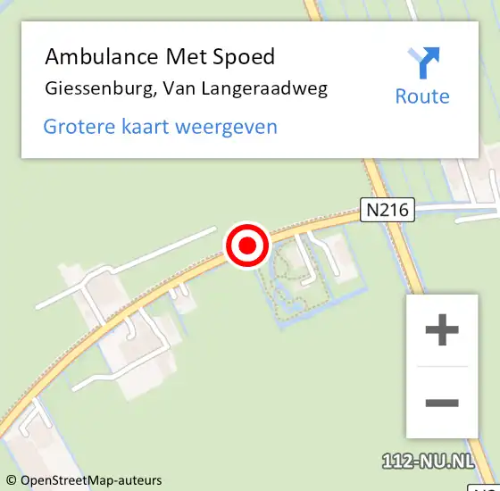 Locatie op kaart van de 112 melding: Ambulance Met Spoed Naar Giessenburg, A M A van Langeraadweg op 14 juli 2020 16:30