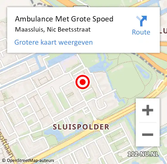 Locatie op kaart van de 112 melding: Ambulance Met Grote Spoed Naar Maassluis, Nic Beetsstraat op 14 juli 2020 17:51