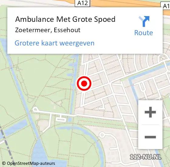 Locatie op kaart van de 112 melding: Ambulance Met Grote Spoed Naar Zoetermeer, Essehout op 14 juli 2020 19:29