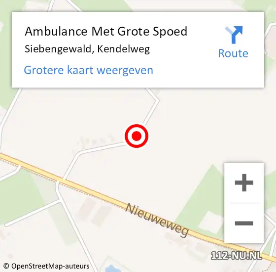 Locatie op kaart van de 112 melding: Ambulance Met Grote Spoed Naar Siebengewald, Kendelweg op 14 juli 2020 20:33