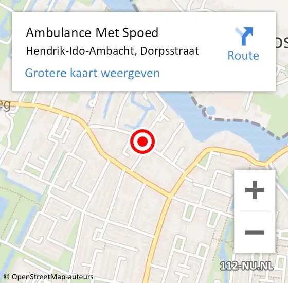 Locatie op kaart van de 112 melding: Ambulance Met Spoed Naar Hendrik-Ido-Ambacht, Dorpsstraat op 15 juli 2020 00:20