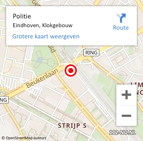 Locatie op kaart van de 112 melding: Politie Eindhoven, Klokgebouw op 15 juli 2020 01:52