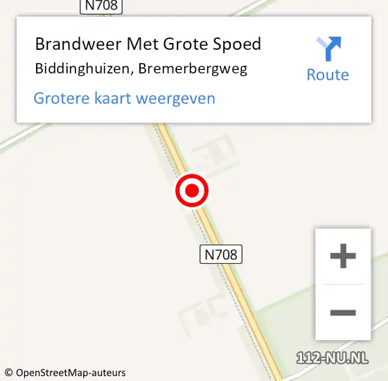 Locatie op kaart van de 112 melding: Brandweer Met Grote Spoed Naar Biddinghuizen, Bremerbergweg op 15 juli 2020 11:01