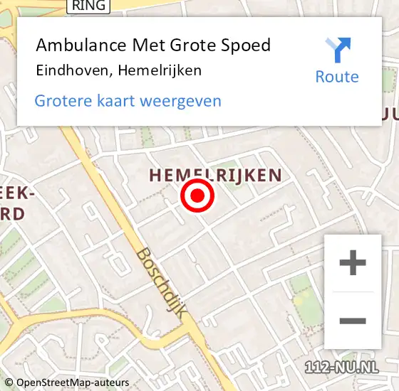 Locatie op kaart van de 112 melding: Ambulance Met Grote Spoed Naar Eindhoven, Hemelrijken op 15 juli 2020 12:33