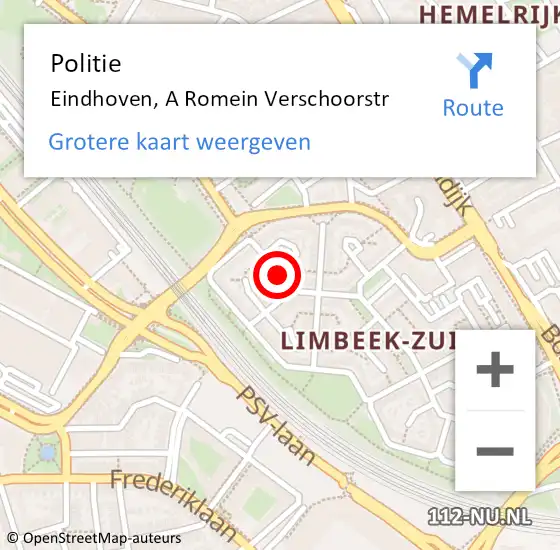 Locatie op kaart van de 112 melding: Politie Eindhoven, A Romein Verschoorstr op 15 juli 2020 14:27