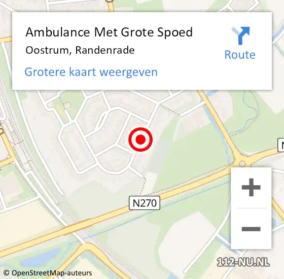 Locatie op kaart van de 112 melding: Ambulance Met Grote Spoed Naar Oostrum, Randenrade op 15 juli 2020 17:36