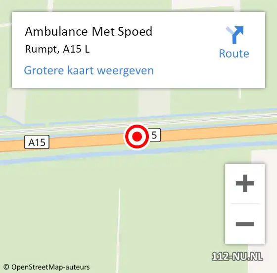Locatie op kaart van de 112 melding: Ambulance Met Spoed Naar Rumpt, A15 L op 16 juli 2020 11:23