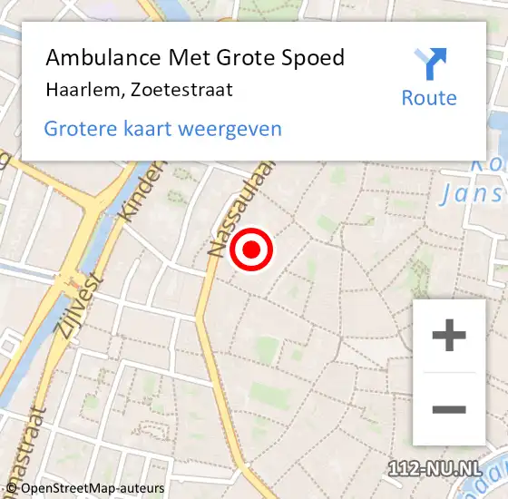 Locatie op kaart van de 112 melding: Ambulance Met Grote Spoed Naar Haarlem, Zoetestraat op 16 juli 2020 11:54