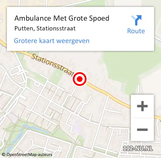 Locatie op kaart van de 112 melding: Ambulance Met Grote Spoed Naar Putten, Stationsstraat op 16 juli 2020 11:58