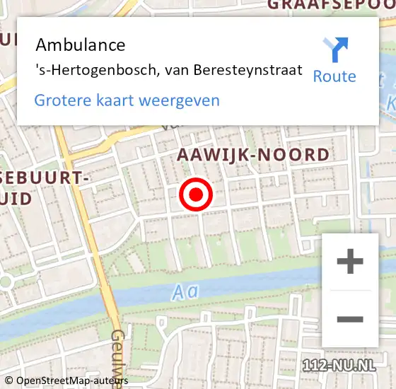 Locatie op kaart van de 112 melding: Ambulance 's-Hertogenbosch, van Beresteynstraat op 16 juli 2020 14:06
