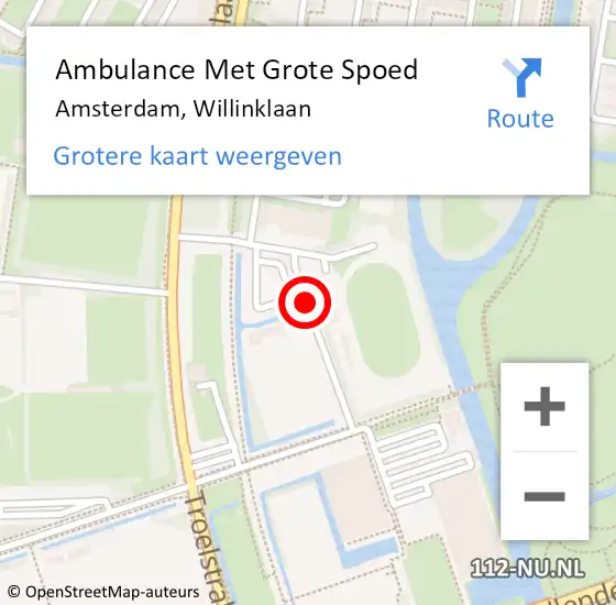Locatie op kaart van de 112 melding: Ambulance Met Grote Spoed Naar Amsterdam, Willinklaan op 16 juli 2020 15:06