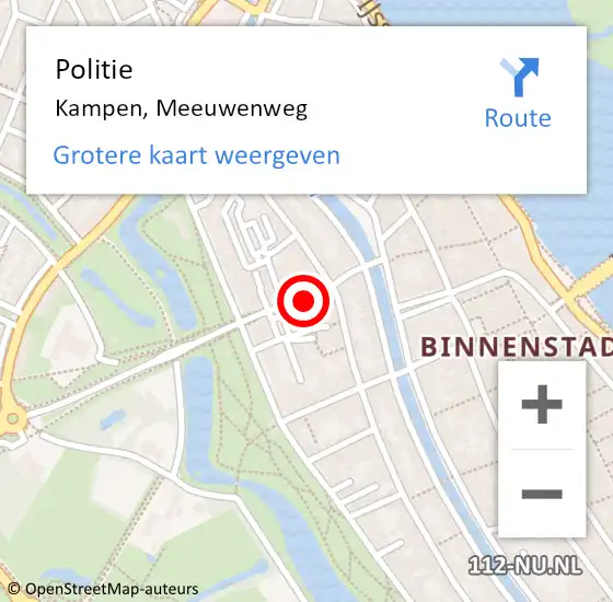 Locatie op kaart van de 112 melding: Politie Kampen, Meeuwenweg op 16 juli 2020 15:06