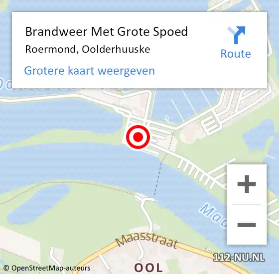 Locatie op kaart van de 112 melding: Brandweer Met Grote Spoed Naar Roermond, Oolderhuuske op 16 juli 2020 18:51